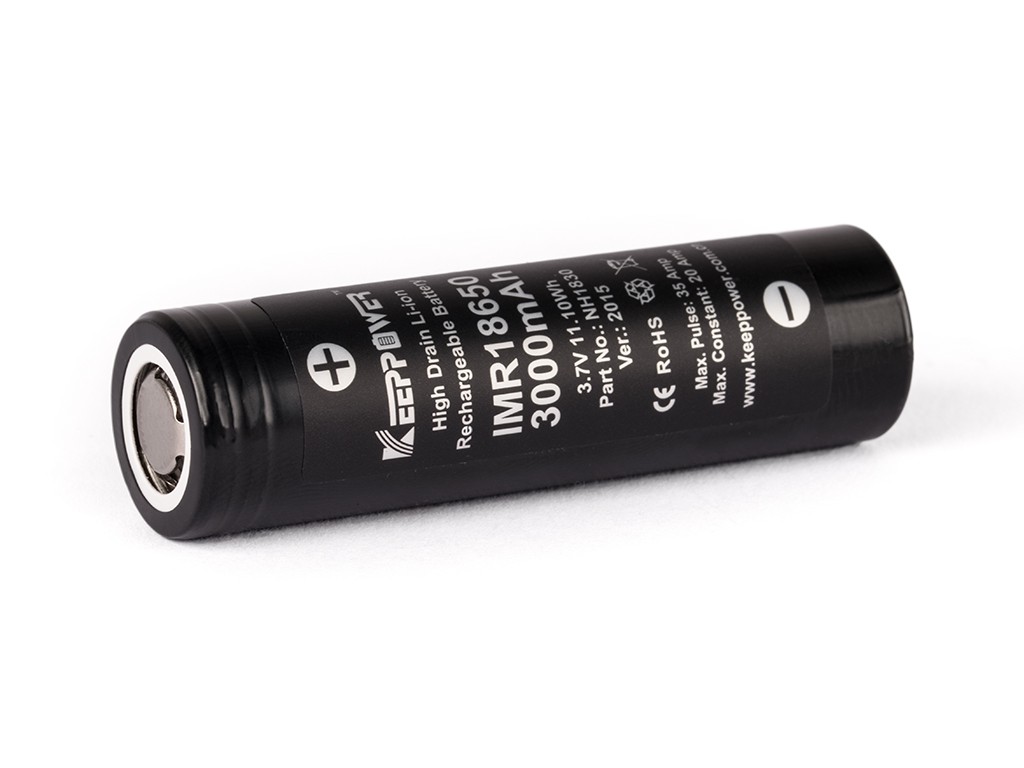 Keeppower IMR18650 - 3000mAh, 3,6V - 3,7V Li-ion Akku 20A (Pluspol ...